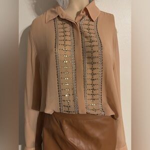 Moda International Tan embellished Blouse